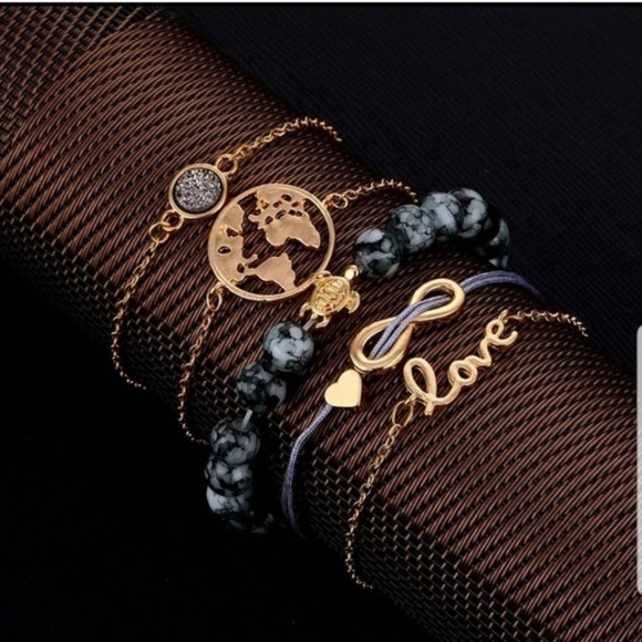 5pc Vintage Lustrous Charm Bracelet Set-Gift Ideas - Picture 2 of 5